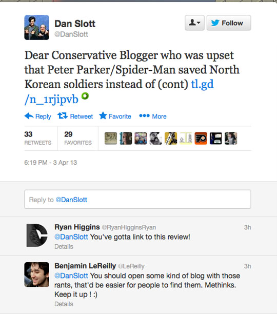 If you thought something was so stupid you had to vent about it on Twitter, wouldn't you direct your followers to it? Of course. That is, unless you know deep down that the object of your anger is actually rather intelligent and capable of drawing intellectual blood.