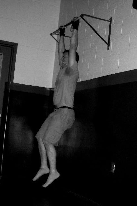 Here I am doing a workout inspired by Gym Jones, 2009. Pain never felt so good.