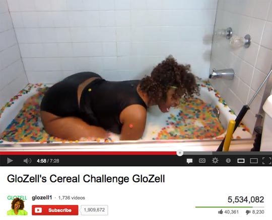 GloZell bathtub cereal challenge