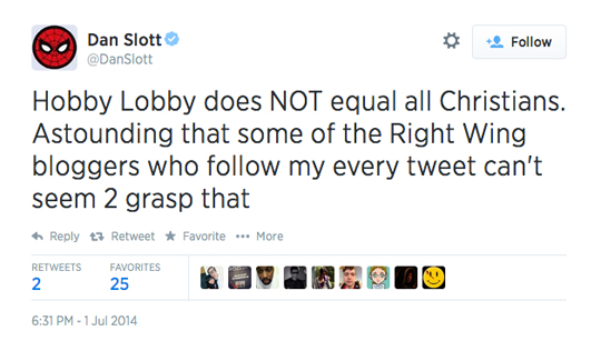Dan Slott Hobby Lobby tweet