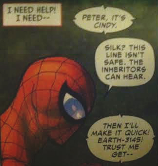 Dan Slott's Spider-Man is confused. He needs help! Good thing Dan Slott's creation, Silk, is there to get him where he needs to be. Whew. That was a close one.