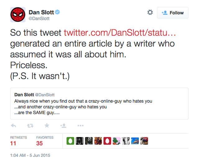 Dan Slott Twitter Backtrack