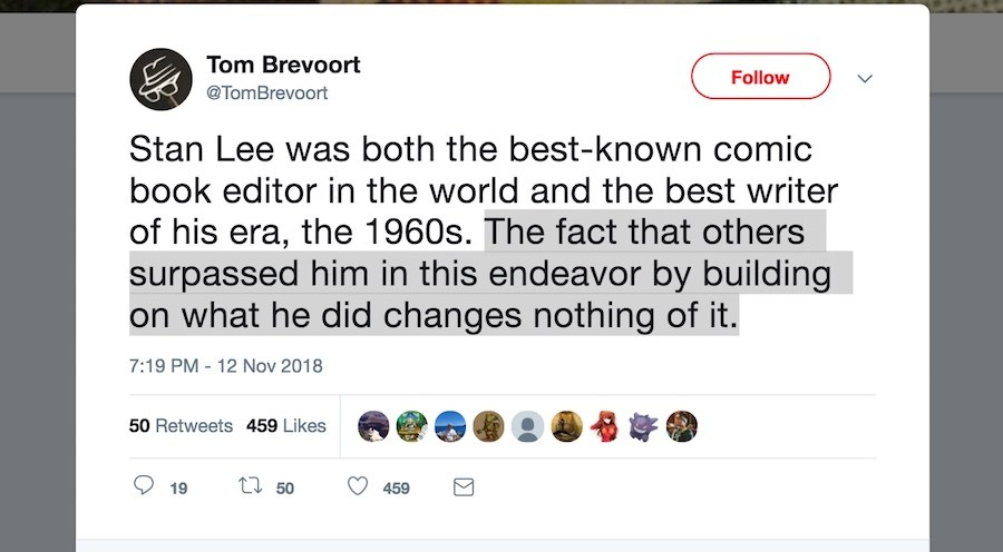 Tom Brevoort Stan Lee tweet